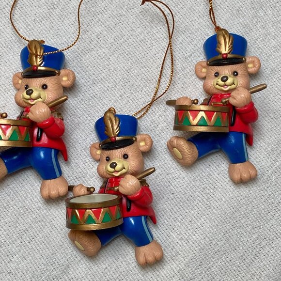 1995 Matrix Industries Little Drummer Bear Christmas Ornament Set of 4 - Picture 6 of 9